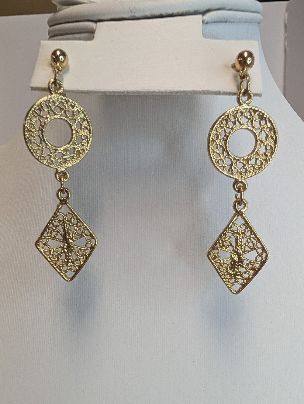 Delicate Gold Filigree Drop Earrings - Lightweight Women's Jewelry